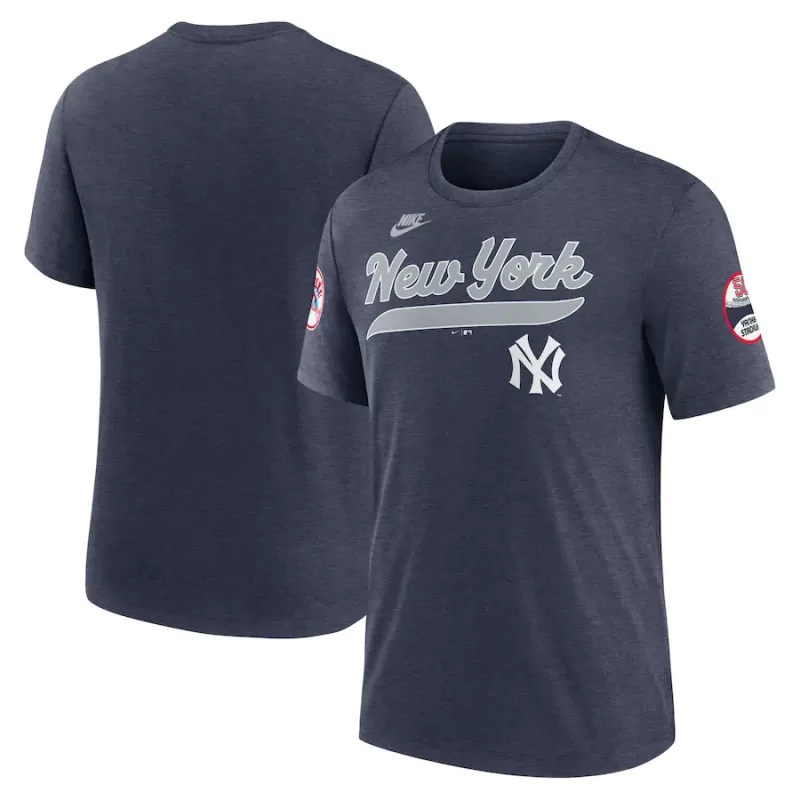 Men's New York Yankees Nike Heather Navy Cooperstown Collection Eras Tri-Blend T-Shirt Men's New York Yankees Nike Heather Navy Cooperstown Collection Eras Tri-Blend T-Shirt