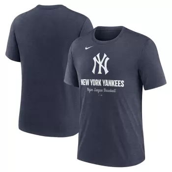 Men's New York Yankees Nike Heather Navy Logo Tri-Blend T-Shirt
