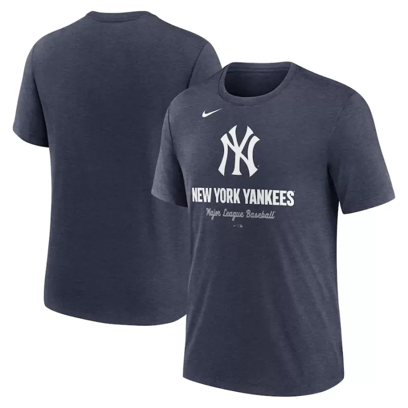 Men's New York Yankees Nike Heather Navy Logo Tri-Blend T-Shirt