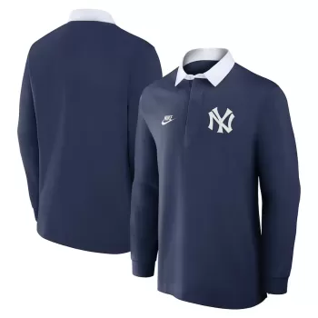 Men's New York Yankees Nike Navy Rugby Long Sleeve Top Men's New York Yankees Nike Navy Rugby Long Sleeve Top