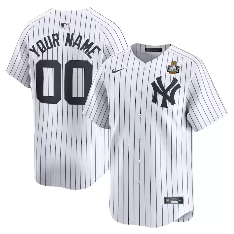 Men's New York Yankees Nike White 2024 World Series Home Custom Limited Jersey Men's New York Yankees Nike White 2024 World Series Home Custom Limited Jersey