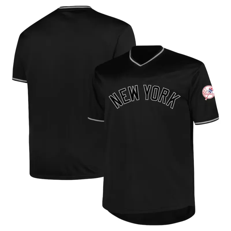 Men's New York Yankees Profile Black Big & Tall Pop Fashion Jersey Men's New York Yankees Profile Black Big & Tall Pop Fashion Jersey