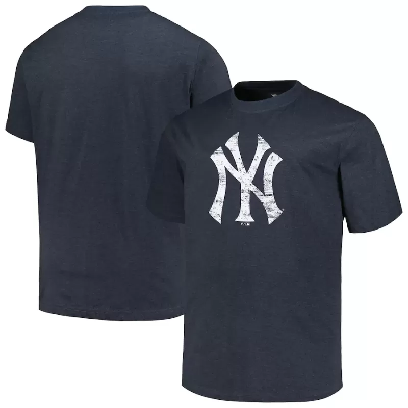 Men's New York Yankees Profile Heather Navy Big & Tall Weathered Logo T-Shirt Men's New York Yankees Profile Heather Navy Big & Tall Weathered Logo T-Shirt