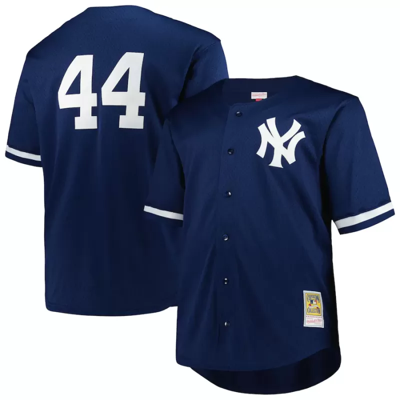 Men's New York Yankees Reggie Jackson Mitchell & Ness Navy Big & Tall Cooperstown Collection Mesh Batting Practice Jersey Men's New York Yankees Reggie Jackson Mitchell & Ness Navy Big & Tall Cooperstown Collection Mesh Batting Practice Jersey