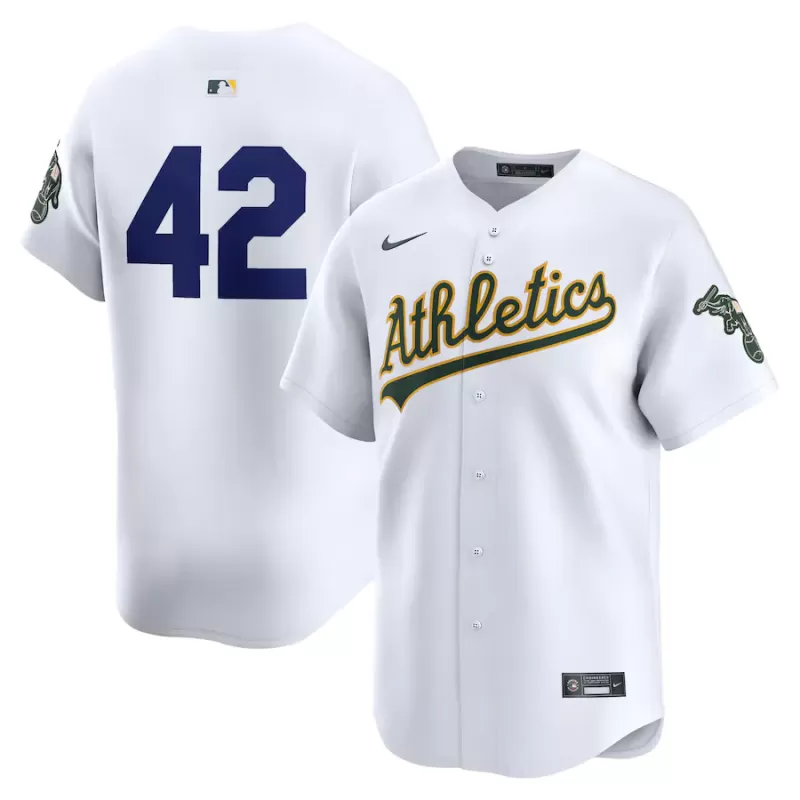Men's Oakland Athletics Nike White 2024 Jackie Robinson Day Home Limited Jersey Men's Oakland Athletics Nike White 2024 Jackie Robinson Day Home Limited Jersey