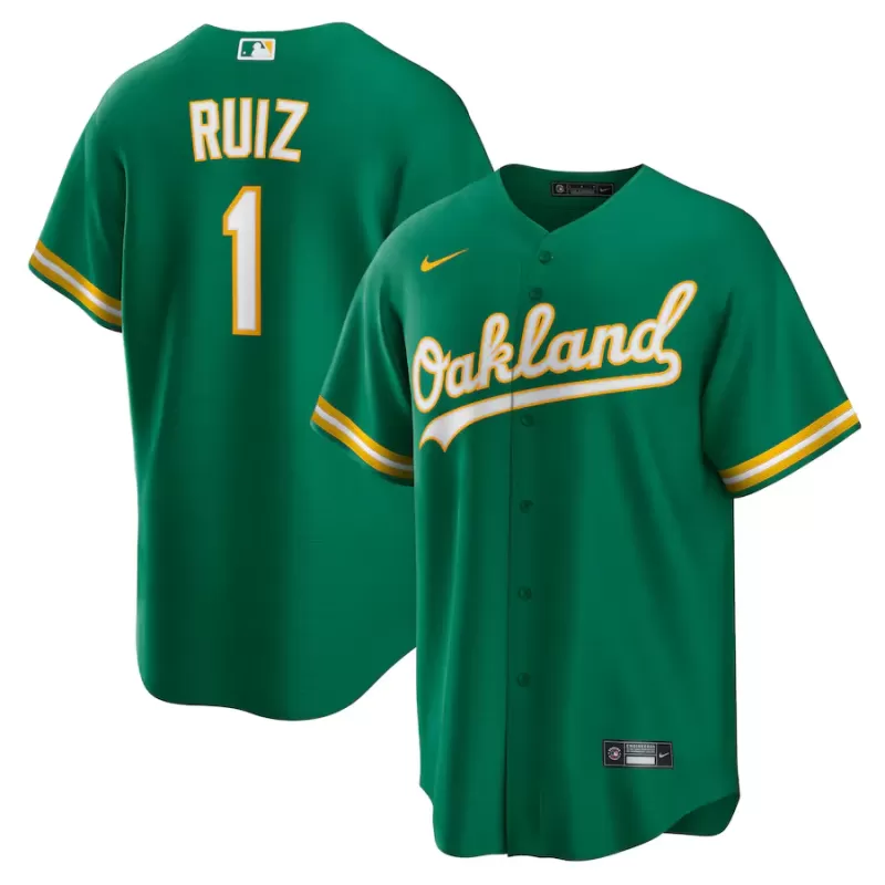 Men's Oakland Athletics Esteury Ruiz Nike Kelly Green Alternate Replica Jersey Men's Oakland Athletics Esteury Ruiz Nike Kelly Green Alternate Replica Jersey