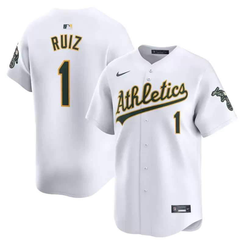 Men's Oakland Athletics Esteury Ruiz Nike White Home Limited Player Jersey Men's Oakland Athletics Esteury Ruiz Nike White Home Limited Player Jersey