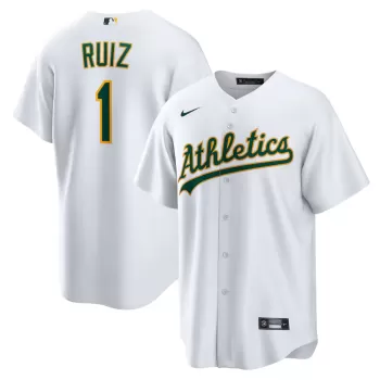 Men's Oakland Athletics Esteury Ruiz Nike White Home Replica Jersey Men's Oakland Athletics Esteury Ruiz Nike White Home Replica Jersey