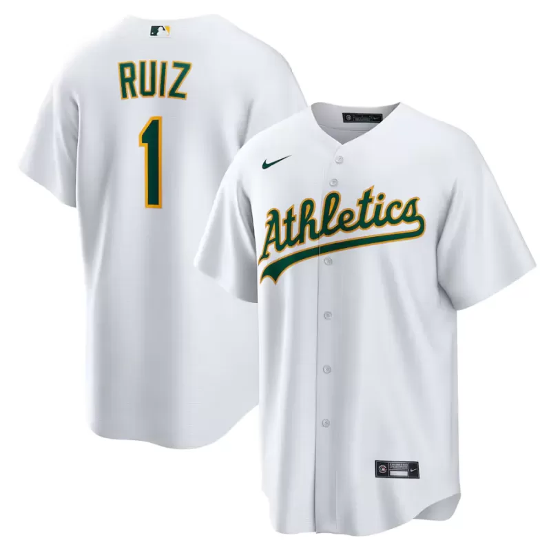 Men's Oakland Athletics Esteury Ruiz Nike White Home Replica Jersey Men's Oakland Athletics Esteury Ruiz Nike White Home Replica Jersey