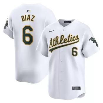 Men's Oakland Athletics Jordan Diaz Nike White Home Limited Player Jersey Men's Oakland Athletics Jordan Diaz Nike White Home Limited Player Jersey