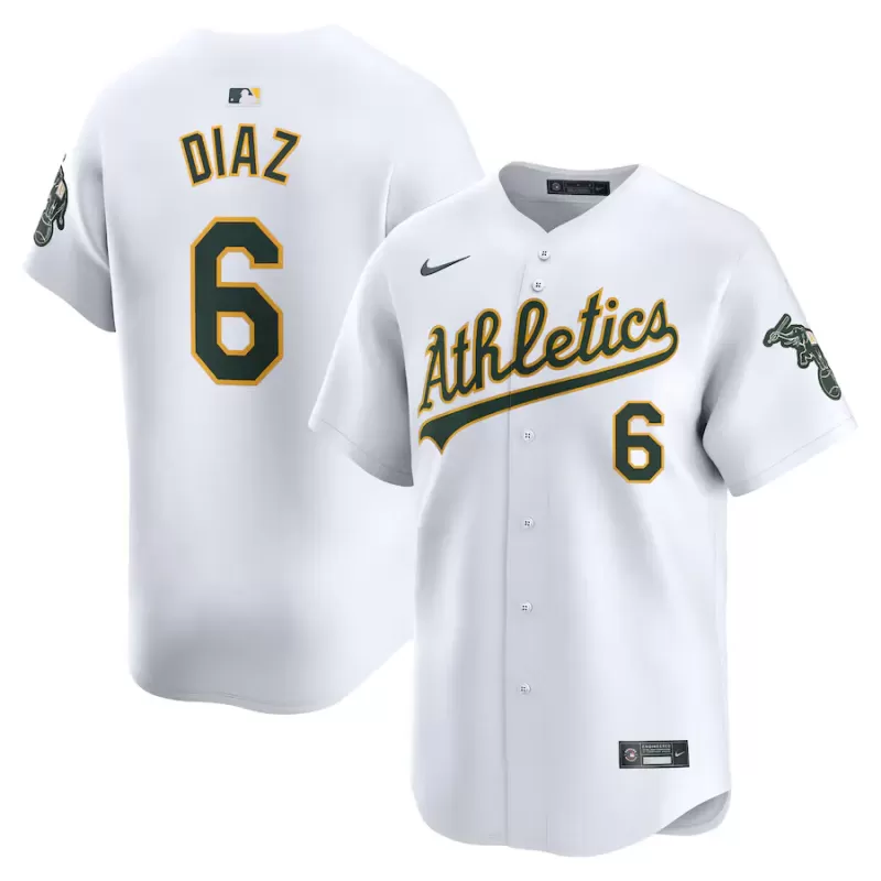 Men's Oakland Athletics Jordan Diaz Nike White Home Limited Player Jersey Men's Oakland Athletics Jordan Diaz Nike White Home Limited Player Jersey