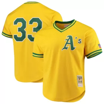 Men's Oakland Athletics Jose Canseco Mitchell & Ness Gold Cooperstown Collection Mesh Batting Practice Jersey Men's Oakland Athletics Jose Canseco Mitchell & Ness Gold Cooperstown Collection Mesh Batting Practice Jersey