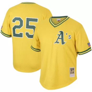 Men's Oakland Athletics Mark McGwire Mitchell & Ness Gold Cooperstown Collection Mesh Batting Practice Jersey Men's Oakland Athletics Mark McGwire Mitchell & Ness Gold Cooperstown Collection Mesh Batting Practice Jersey