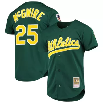 Men's Oakland Athletics Mark McGwire Mitchell & Ness Green 1997 Cooperstown Collection Authentic Jersey Men's Oakland Athletics Mark McGwire Mitchell & Ness Green 1997 Cooperstown Collection Authentic Jersey