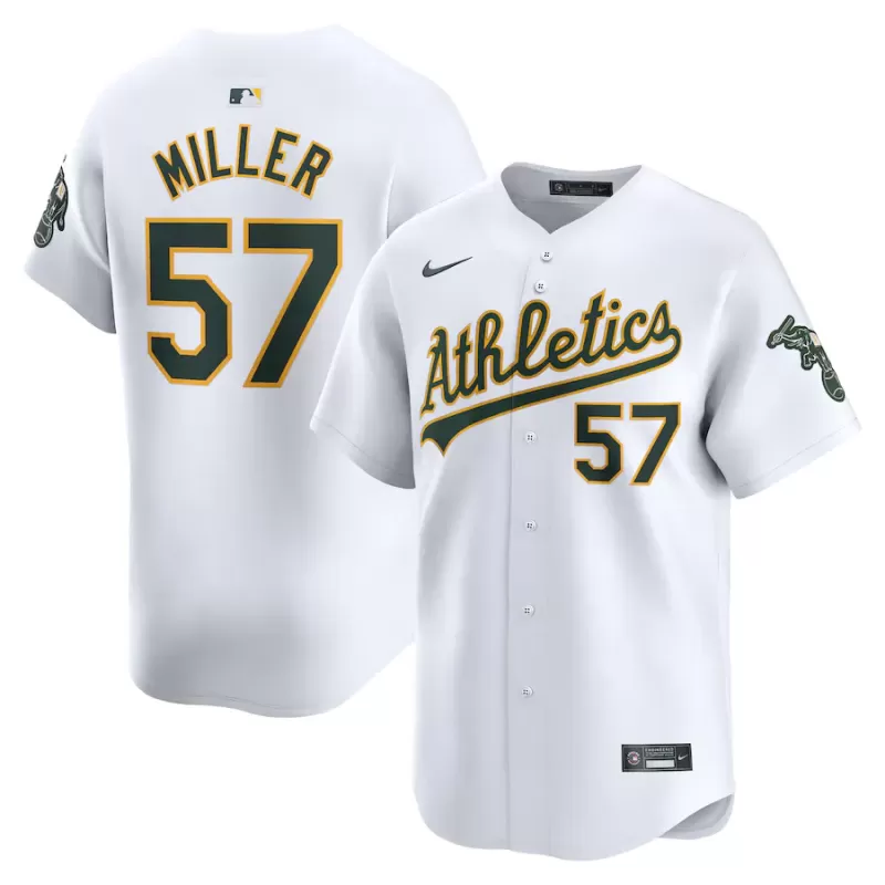 Men's Oakland Athletics Mason Miller Nike White Home Limited Player Jersey