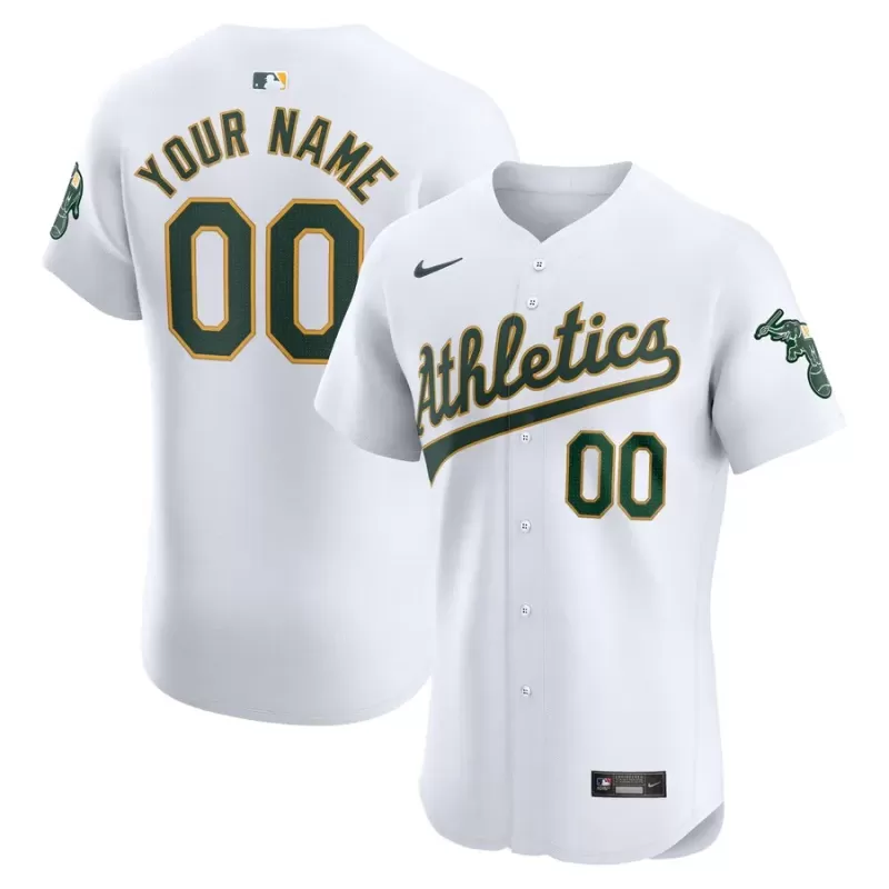 Men's Oakland Athletics Nike White Home Elite Custom Jersey Men's Oakland Athletics Nike White Home Elite Custom Jersey