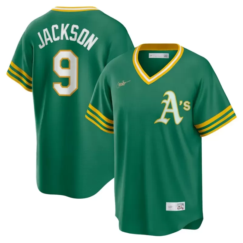 Men's Oakland Athletics Reggie Jackson Nike Kelly Green Road Cooperstown Collection Player Jersey Men's Oakland Athletics Reggie Jackson Nike Kelly Green Road Cooperstown Collection Player Jersey