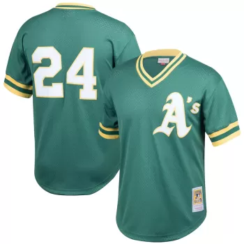 Men's Oakland Athletics Rickey Henderson Mitchell & Ness Green Cooperstown Collection Big & Tall Mesh Batting Practice Jersey Men's Oakland Athletics Rickey Henderson Mitchell & Ness Green Cooperstown Collection Big & Tall Mesh Batting Practice Jersey
