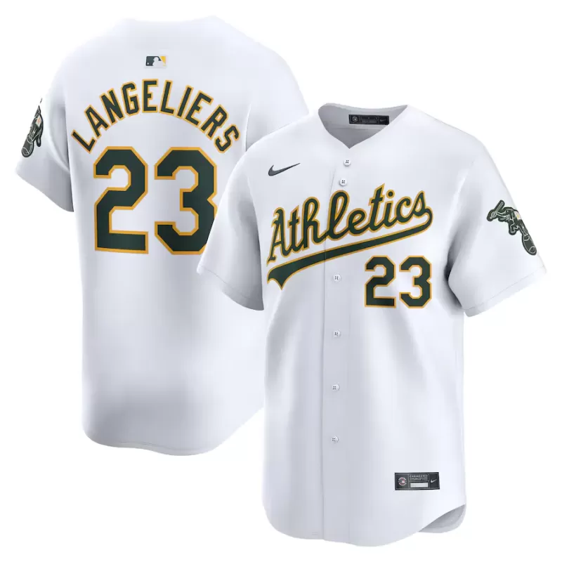 Men's Oakland Athletics Shea Langeliers Nike White Home Limited Player Jersey Men's Oakland Athletics Shea Langeliers Nike White Home Limited Player Jersey