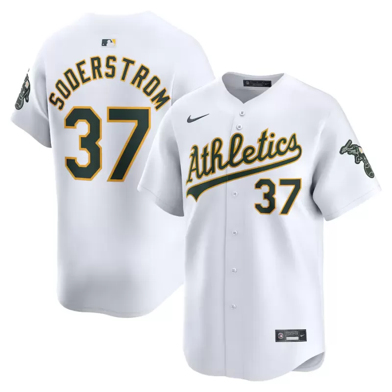 Men's Oakland Athletics Tyler Soderstrom Nike White Home Limited Player Jersey Men's Oakland Athletics Tyler Soderstrom Nike White Home Limited Player Jersey