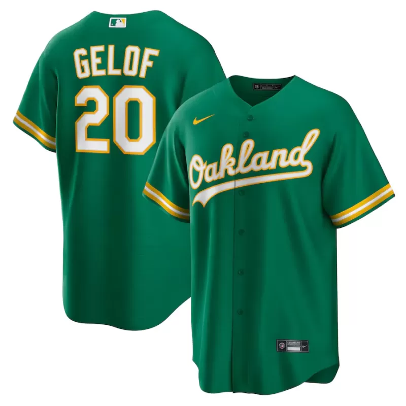 Men's Oakland Athletics Zack Gelof Nike Kelly Green Alternate Replica Jersey Men's Oakland Athletics Zack Gelof Nike Kelly Green Alternate Replica Jersey
