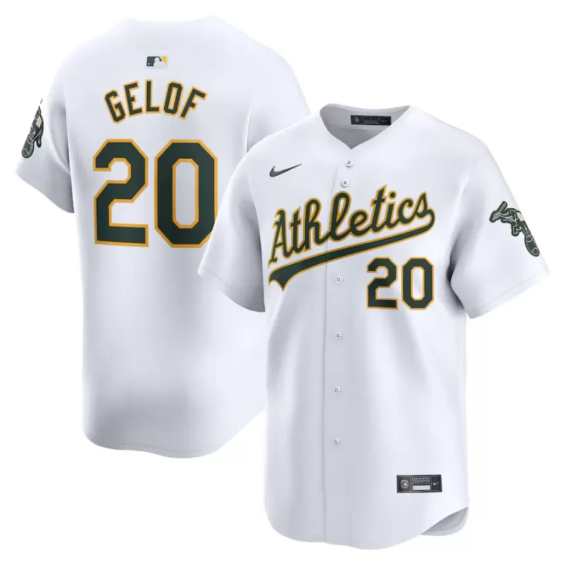 Men's Oakland Athletics Zack Gelof Nike White Home Limited Player Jersey Men's Oakland Athletics Zack Gelof Nike White Home Limited Player Jersey