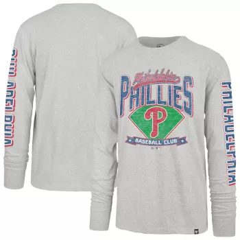 Men's Philadelphia Phillies '47 Gray Fair Ball Franklin Long Sleeve T-Shirt