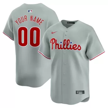 Men's Philadelphia Phillies Nike Gray Away Limited Custom Jersey Men's Philadelphia Phillies Nike Gray Away Limited Custom Jersey
