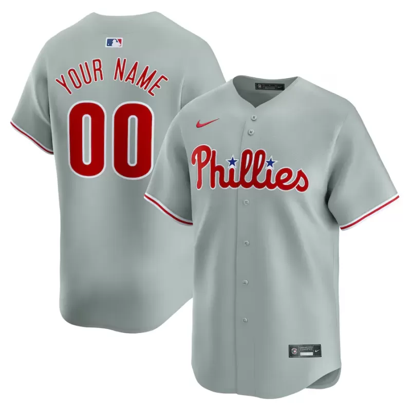 Men's Philadelphia Phillies Nike Gray Away Limited Custom Jersey Men's Philadelphia Phillies Nike Gray Away Limited Custom Jersey