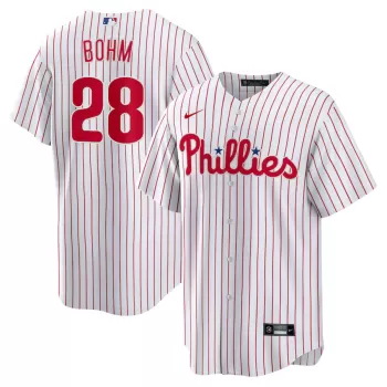 Men's Philadelphia Phillies Alec Bohm Nike White Replica Player Jersey Men's Philadelphia Phillies Alec Bohm Nike White Replica Player Jersey