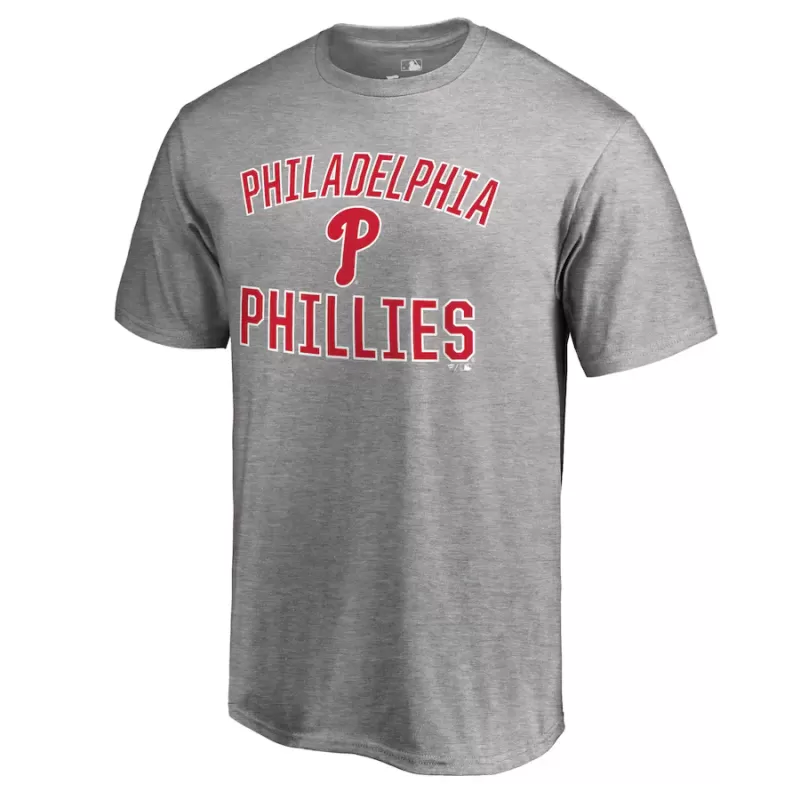 Men's Philadelphia Phillies Ash Victory Arch T-Shirt Men's Philadelphia Phillies Ash Victory Arch T-Shirt