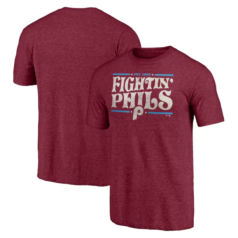 Men's Philadelphia Phillies Burgundy Hometown Collection Fightin' Phils Tri-Blend T-Shirt Men's Philadelphia Phillies Burgundy Hometown Collection Fightin' Phils Tri-Blend T-Shirt