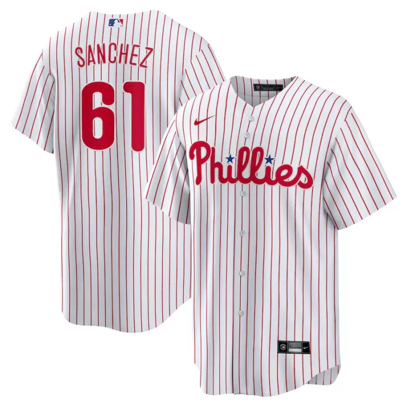Men's Philadelphia Phillies Cristopher Sanchez Nike White Home Replica Jersey Men's Philadelphia Phillies Cristopher Sanchez Nike White Home Replica Jersey
