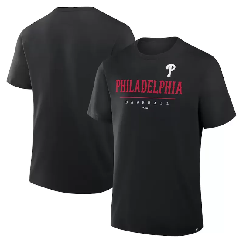 Men's Philadelphia Phillies Fanatics Black Color Pop Legacy Clubhouse T-Shirt Men's Philadelphia Phillies Fanatics Black Color Pop Legacy Clubhouse T-Shirt