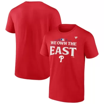 Men's Philadelphia Phillies Fanatics Red 2024 NL East Division Champions Locker Room T-Shirt Men's Philadelphia Phillies Fanatics Red 2024 NL East Division Champions Locker Room T-Shirt