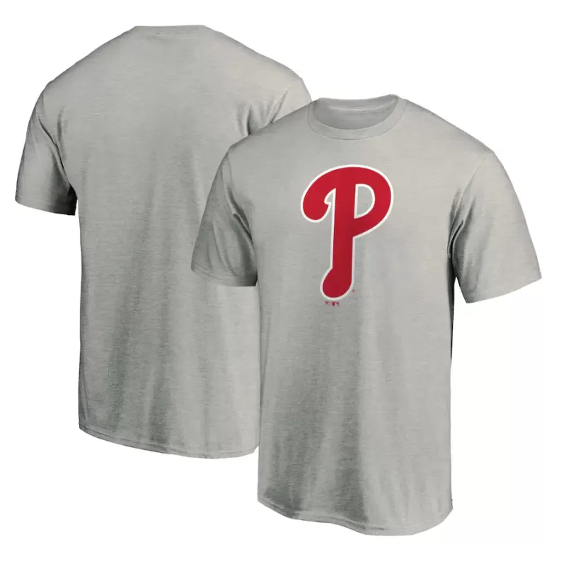 Men's Philadelphia Phillies Heathered Gray Official Team Logo T-Shirt Men's Philadelphia Phillies Heathered Gray Official Team Logo T-Shirt