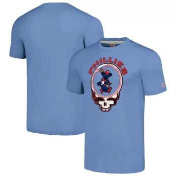 Men's Philadelphia Phillies Homage Light Blue Grateful Dead Tri-Blend T-Shirt Men's Philadelphia Phillies Homage Light Blue Grateful Dead Tri-Blend T-Shirt