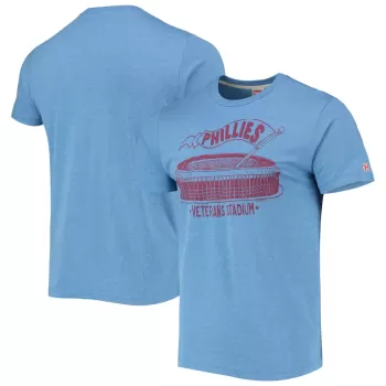 Men's Philadelphia Phillies Homage Light Blue Veterans Stadium Tri-Blend T-Shirt Men's Philadelphia Phillies Homage Light Blue Veterans Stadium Tri-Blend T-Shirt