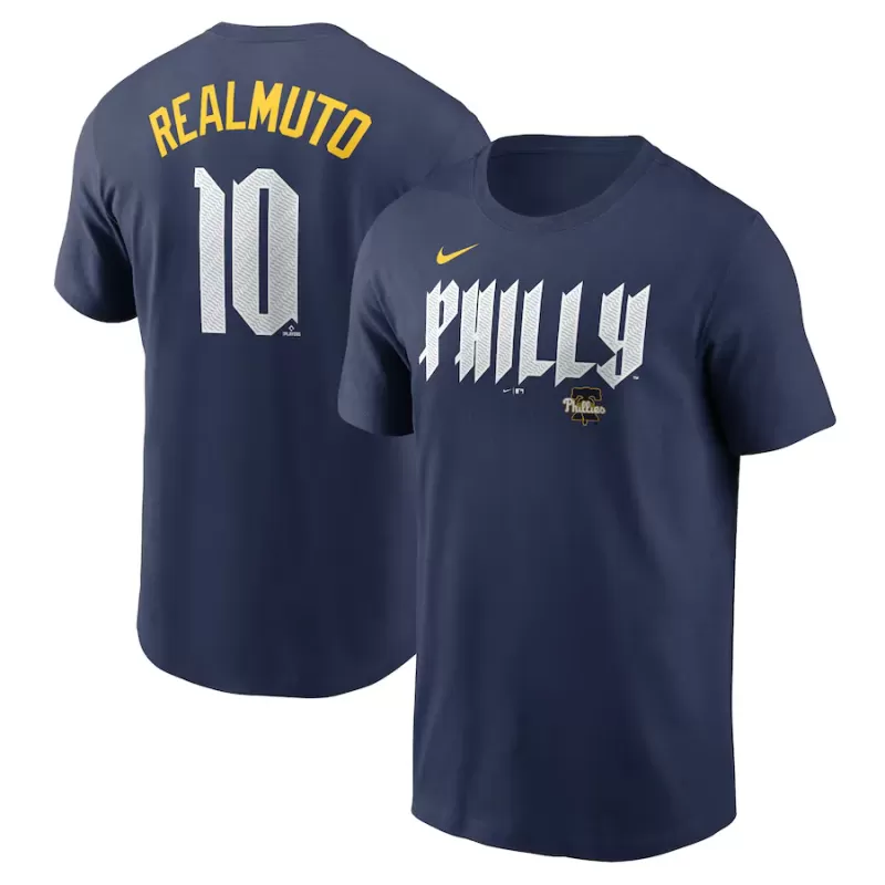Men's Philadelphia Phillies J.T. Realmuto Nike Navy 2024 City Connect Fuse Player Name & Number T-Shirt Men's Philadelphia Phillies J.T. Realmuto Nike Navy 2024 City Connect Fuse Player Name & Number T-Shirt