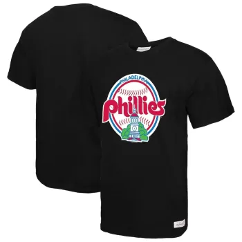 Men's Philadelphia Phillies Mitchell & Ness Black Logo Slub T-Shirt Men's Philadelphia Phillies Mitchell & Ness Black Logo Slub T-Shirt