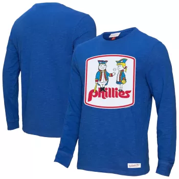 Men's Philadelphia Phillies Mitchell & Ness Royal Vintage Logo Slub Long Sleeve T-Shirt Men's Philadelphia Phillies Mitchell & Ness Royal Vintage Logo Slub Long Sleeve T-Shirt