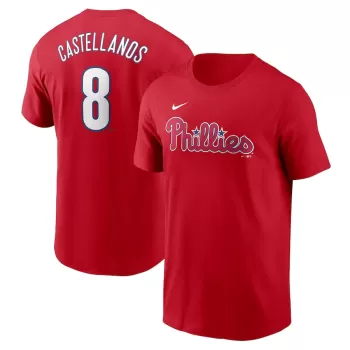 Men's Philadelphia Phillies Nick Castellanos Nike Red Fuse Name & Number T-Shirt Men's Philadelphia Phillies Nick Castellanos Nike Red Fuse Name & Number T-Shirt