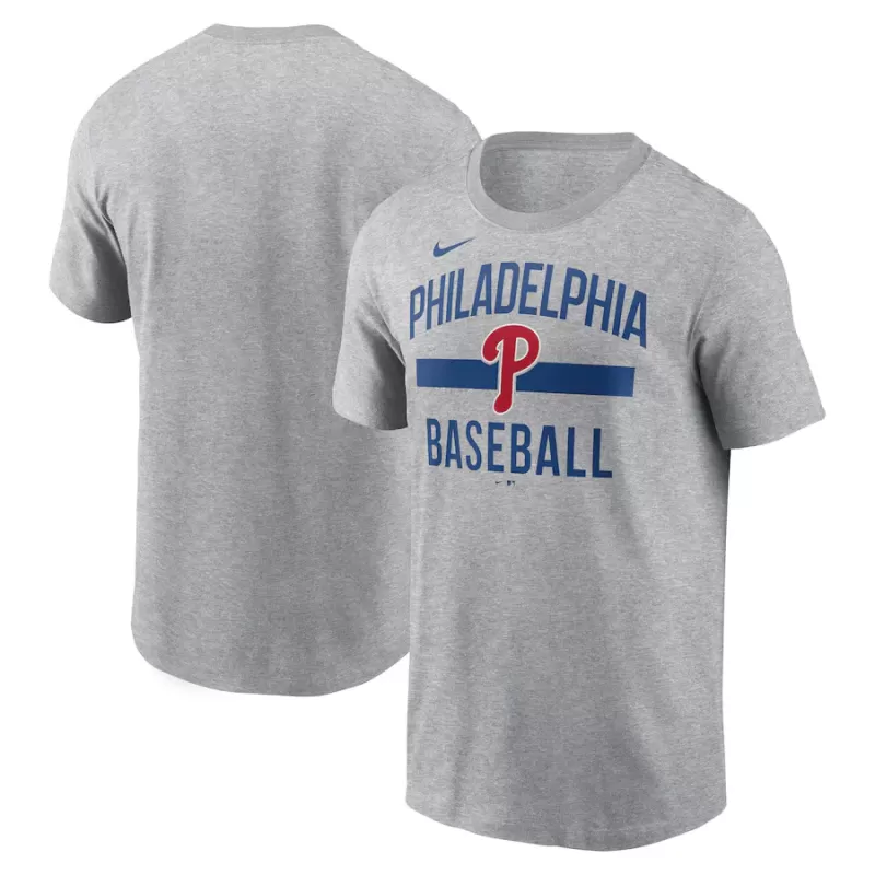Men's Philadelphia Phillies Nike Heather Gray Arched T-Shirt Men's Philadelphia Phillies Nike Heather Gray Arched T-Shirt