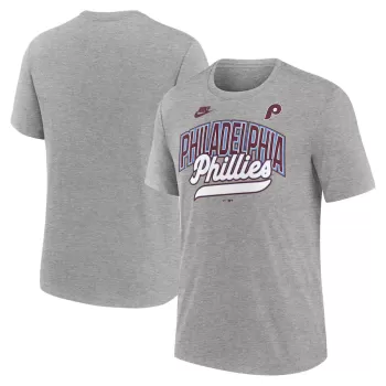 Men's Philadelphia Phillies Nike Heather Gray Cooperstown Collection Retro Tri-Blend T-Shirt