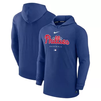 Men's Philadelphia Phillies Nike Heather Royal Authentic Collection Early Work Tri-Blend Performance Pullover Hoodie