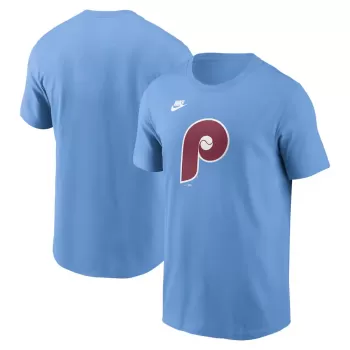 Men's Philadelphia Phillies Nike Light Blue Cooperstown Collection Team Logo T-Shirt