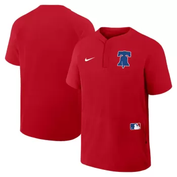 Men's Philadelphia Phillies Nike Red Authentic Collection Raglan Short Sleeve Windshirt