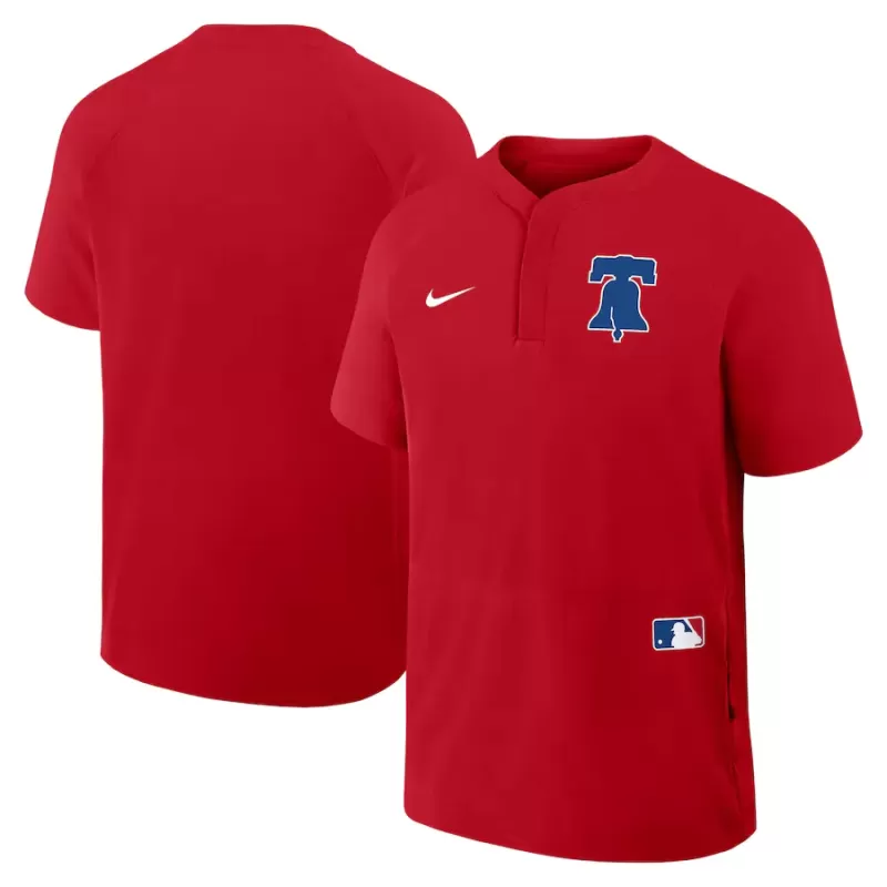 Men's Philadelphia Phillies Nike Red Authentic Collection Raglan Short Sleeve Windshirt Men's Philadelphia Phillies Nike Red Authentic Collection Raglan Short Sleeve Windshirt