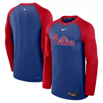 Men's Philadelphia Phillies Nike Royal/Red Authentic Collection Game Time Raglan Performance Long Sleeve T-Shirt