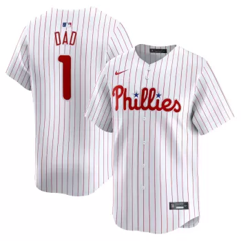 Men's Philadelphia Phillies Nike White #1 Dad Home Limited Jersey Men's Philadelphia Phillies Nike White #1 Dad Home Limited Jersey